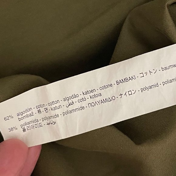 Zara Small Olive Green V Neck Long Sleeve Mini Dress - Picture 6 of 7